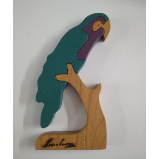 Παπαγάλος 4 κομμάτια – Χειροποίητο ξύλινο διακοσμητικό Παζλ