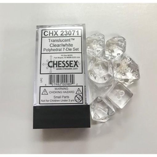 Translucent Polyhedral Clear/White 7-Die Set