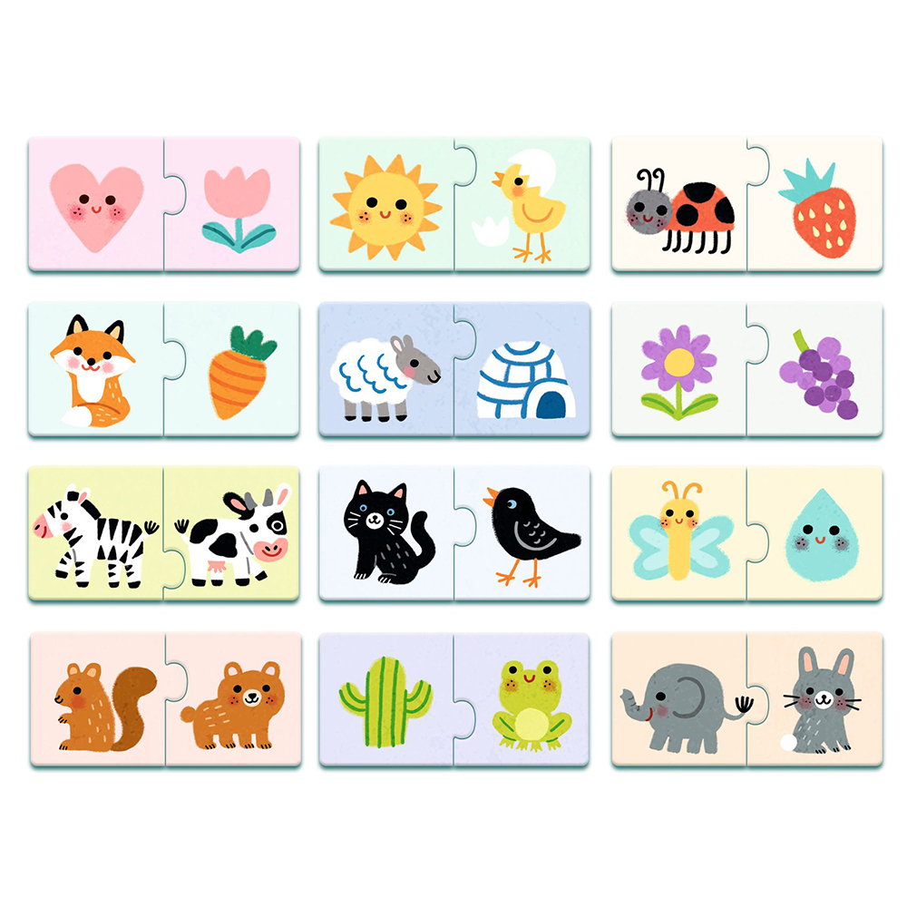 Djeco 12 παζλ με 2 κομμάτια “Μαθαίνω τα χρώματα”