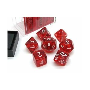 Translucent Red/White Polyhedral 7-Die Set