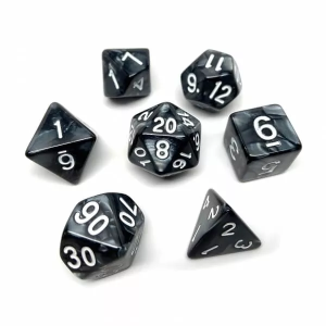 Marble Black/White Polyhedral 7-Dice Set