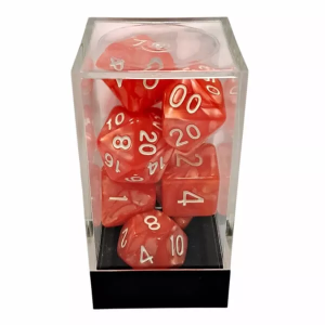 Marble Orange/White Polyhedral 7-Die Set