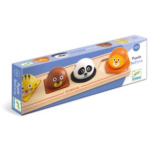 Djeco Ξύλινο 3D παζλ – σφηνώματα για αναγνώριση σχημάτων “Ζωάκια”